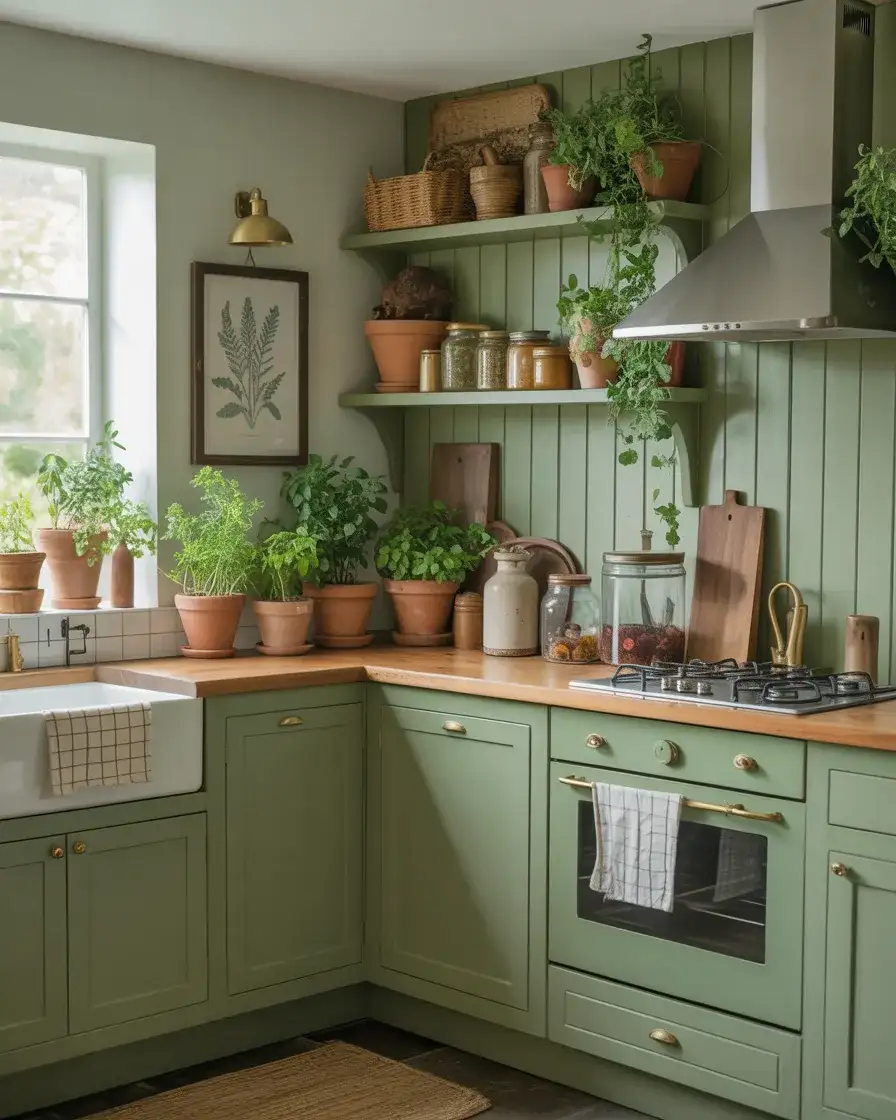 Green Cottage Core Kitchen with Garden Vibes 2