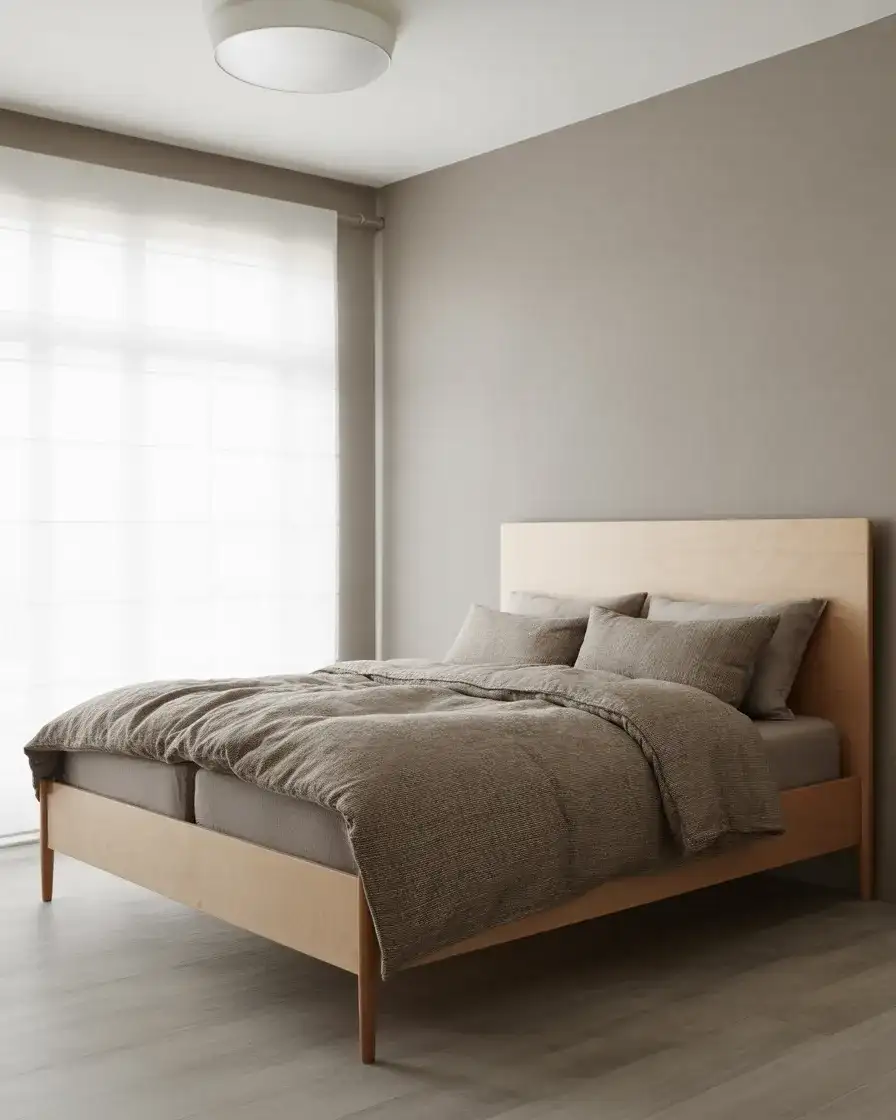 Grey and Brown Scandinavian Bedroom 1