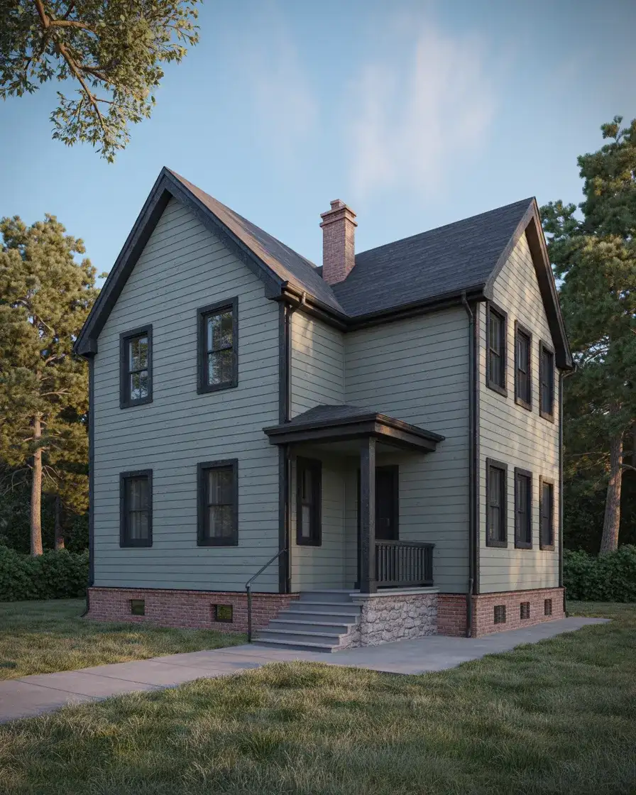 Gunmetal Gray with Brick Foundation and Stone Accents 2