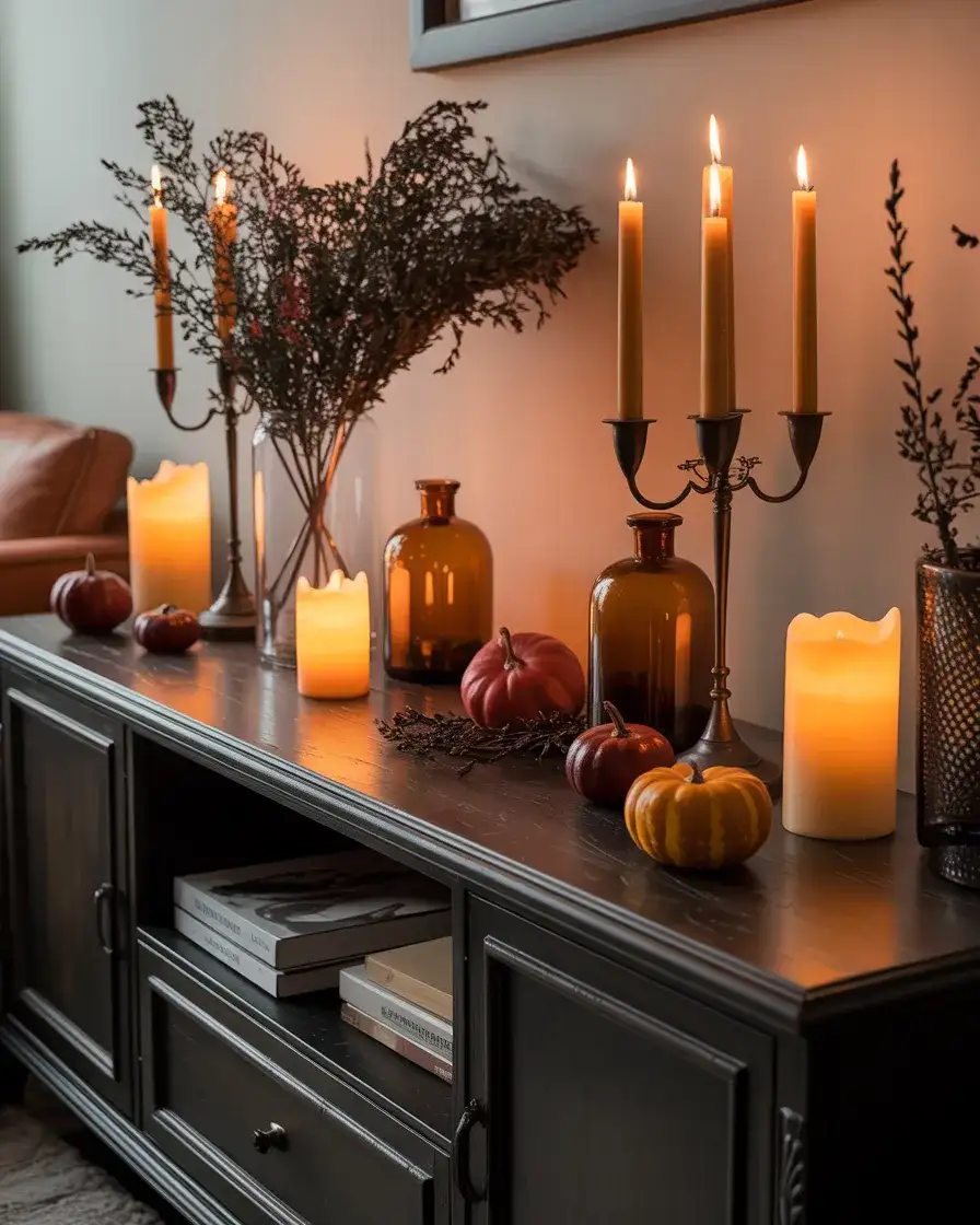 Halloween Console Vignette with Moody, Atmospheric Styling 2