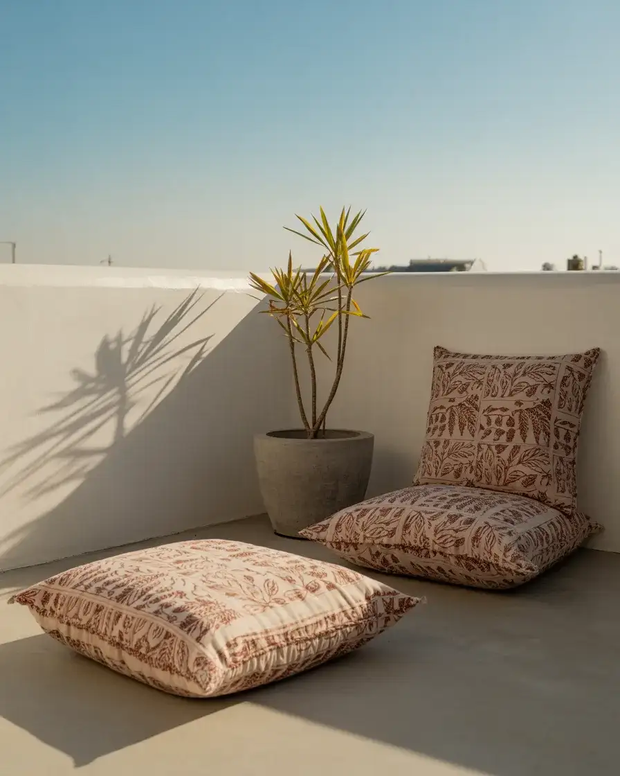 Indian Simple Apartment with Low Seating and Textiles 1