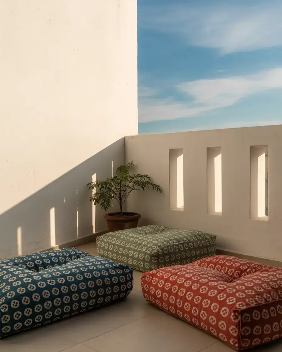 Indian Simple Apartment with Low Seating and Textiles 2