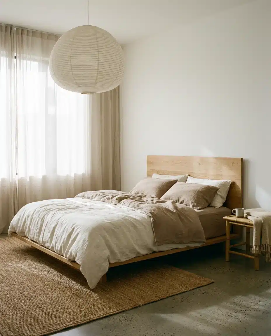 Japandi Pendant Lighting Over the Bed 1