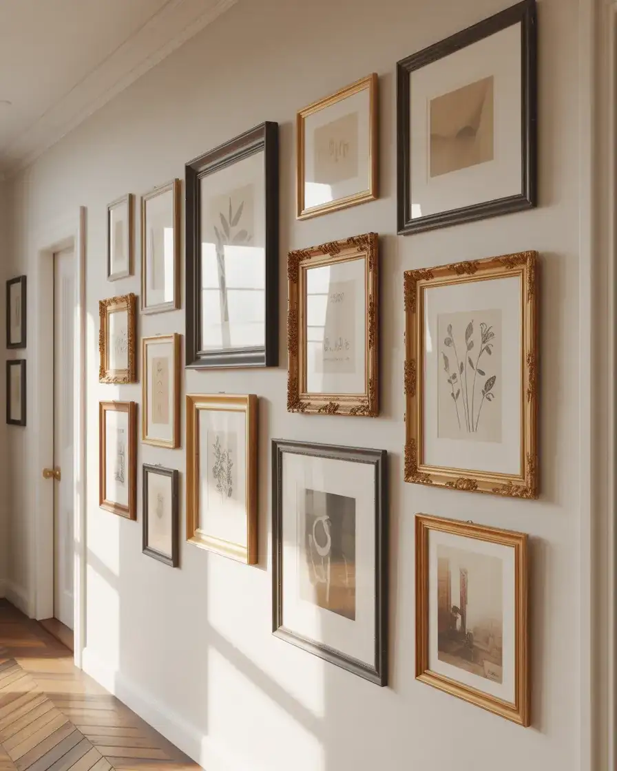 Layered Gallery Wall with Mismatched Frames 2