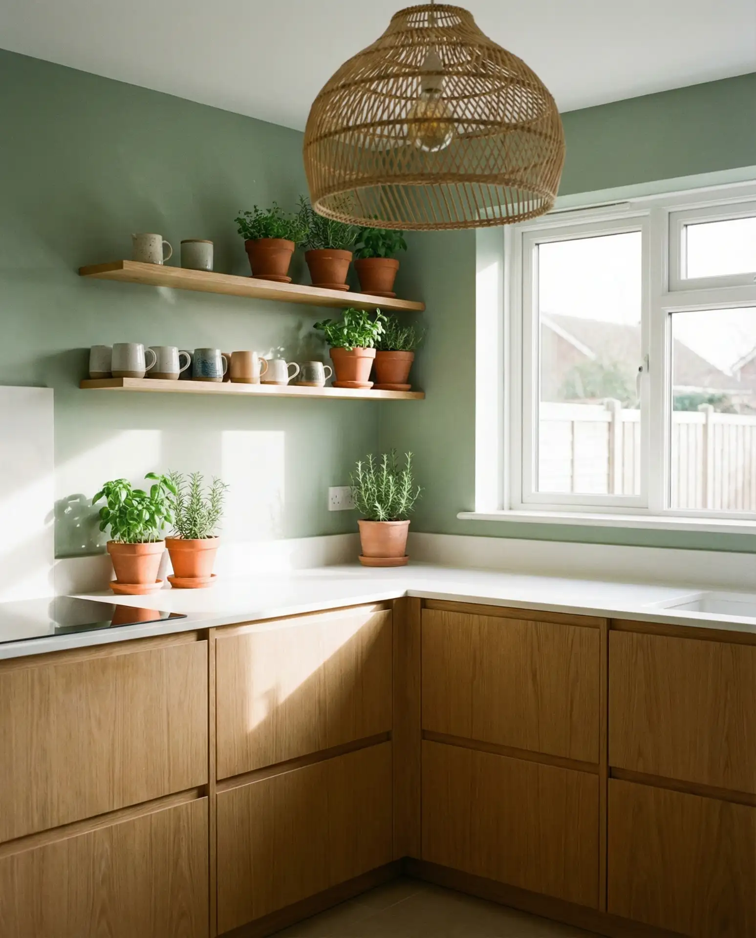 Light Oak with Sage Green Walls 2