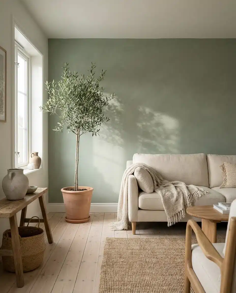 Limewash in Sage Green for a Calm Retreat 1