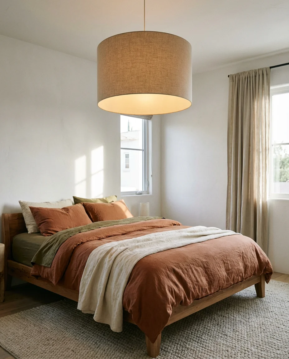 Linen Drum Shade Pendants for a Soft Textile Rich Look 1