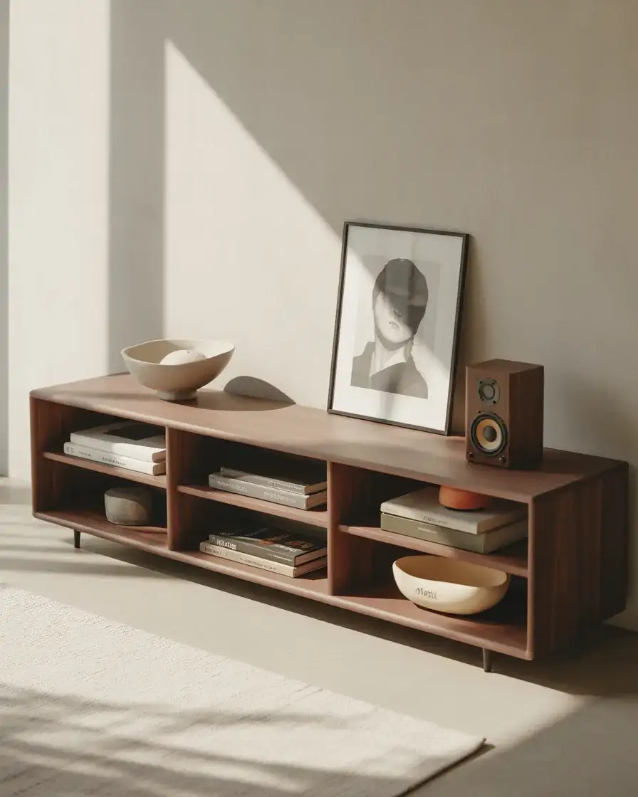 Low-Profile Media Console with Open Shelving 1
