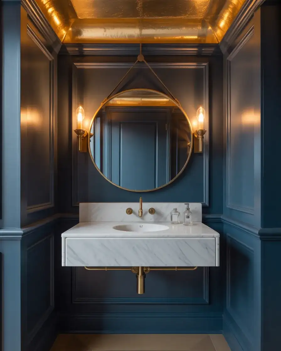 Luxury Powder Room with Marble and Gold 1