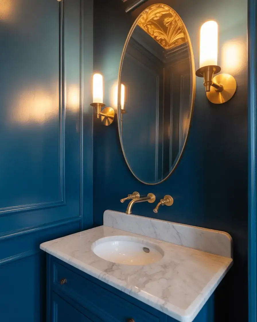 Luxury Powder Room with Marble-and-Gold 2
