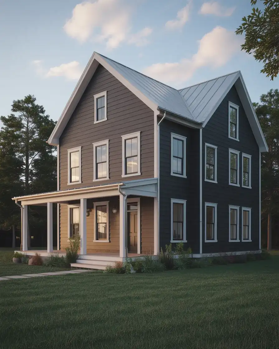 Matte Black Modern Farmhouse with White Trim 1