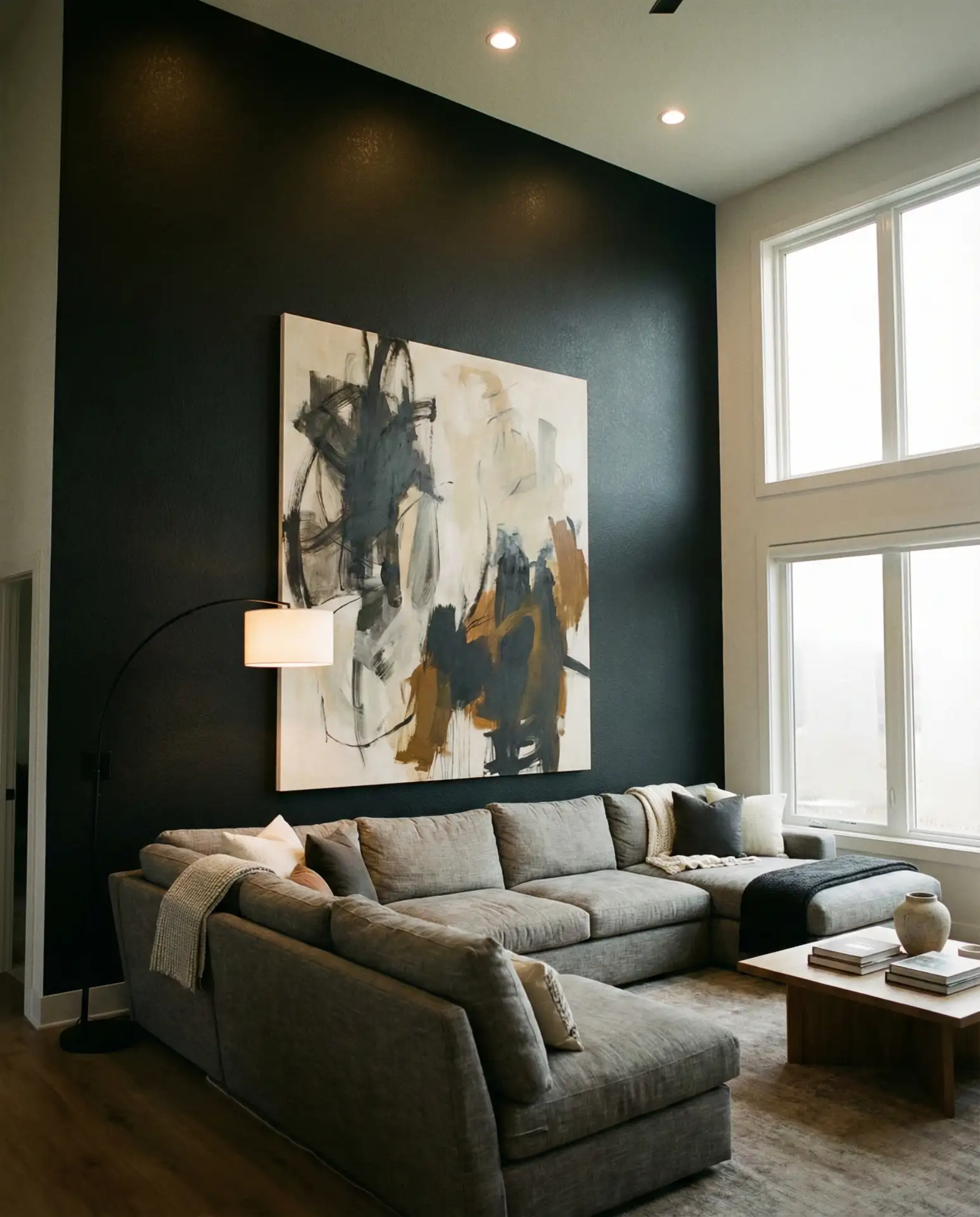 Matte Black Wall with High Ceilings 1