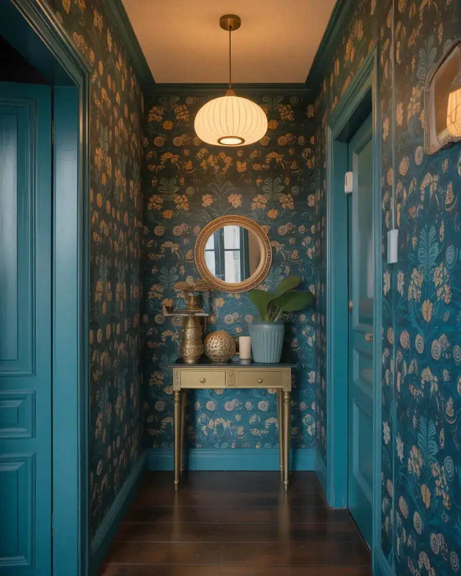 Maximalist Patterned Wallpaper in a Tiny Hall 1