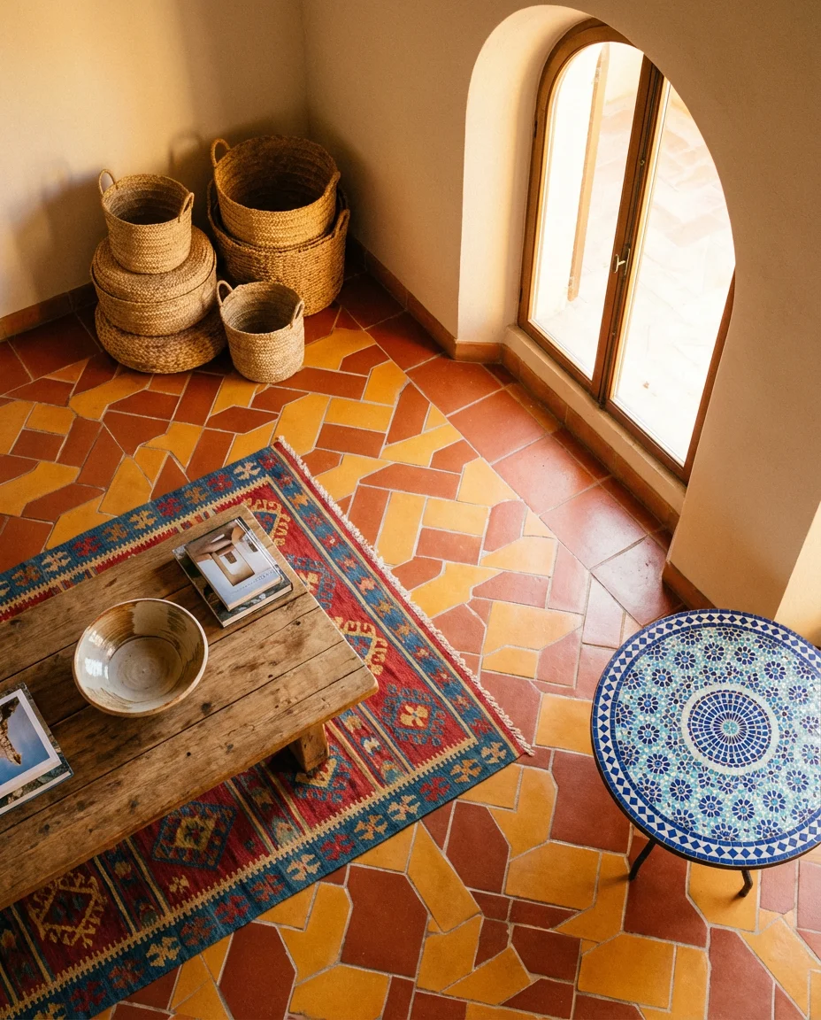 Mediterranean Living Room With Terracotta and Arches 2