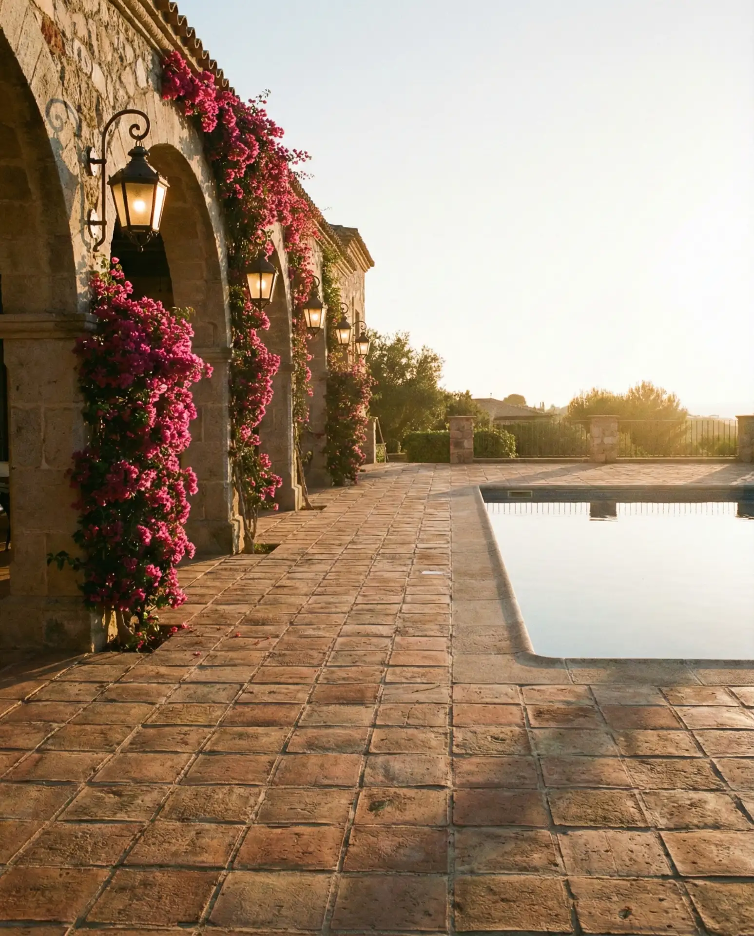 Mediterranean-Style Pool with Terra-Cotta Tile 1