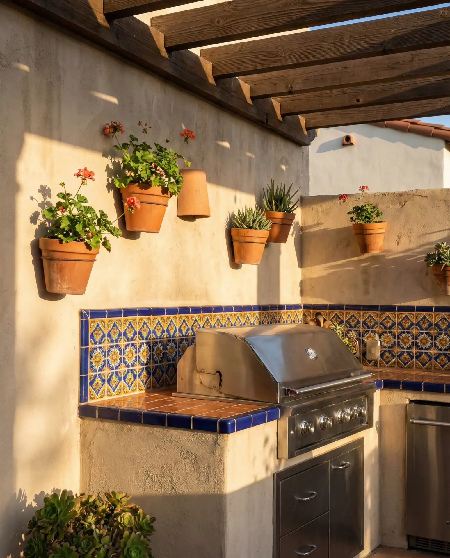 Mexican-Inspired Tiled Outdoor Kitchen 1