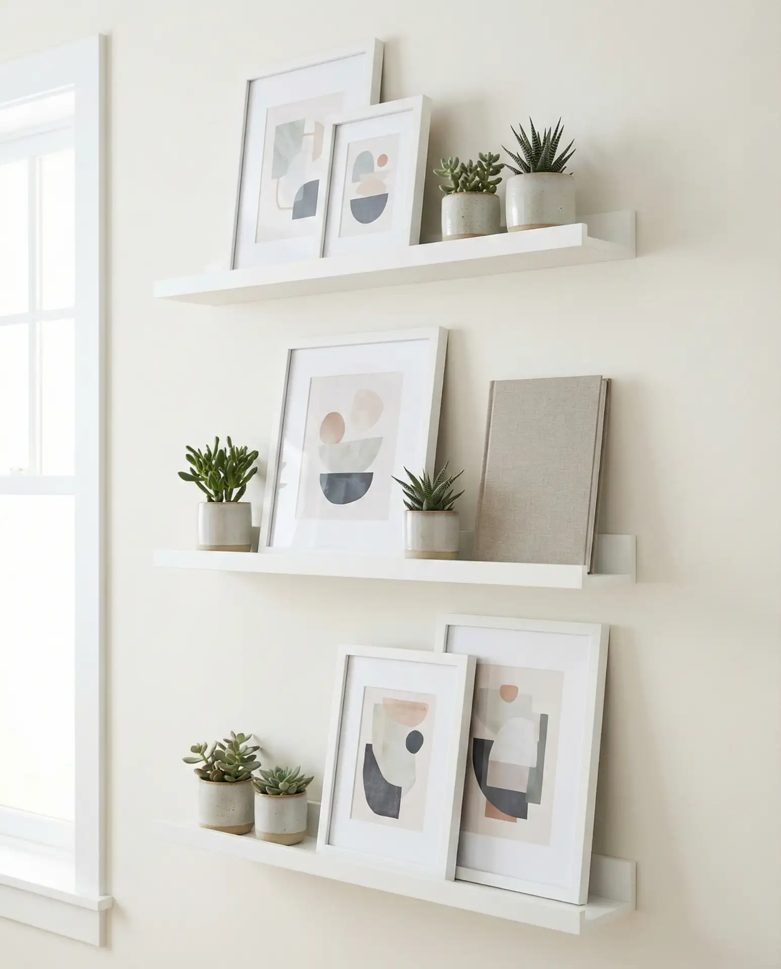 Minimalist White Ledges for Rotating Art 1