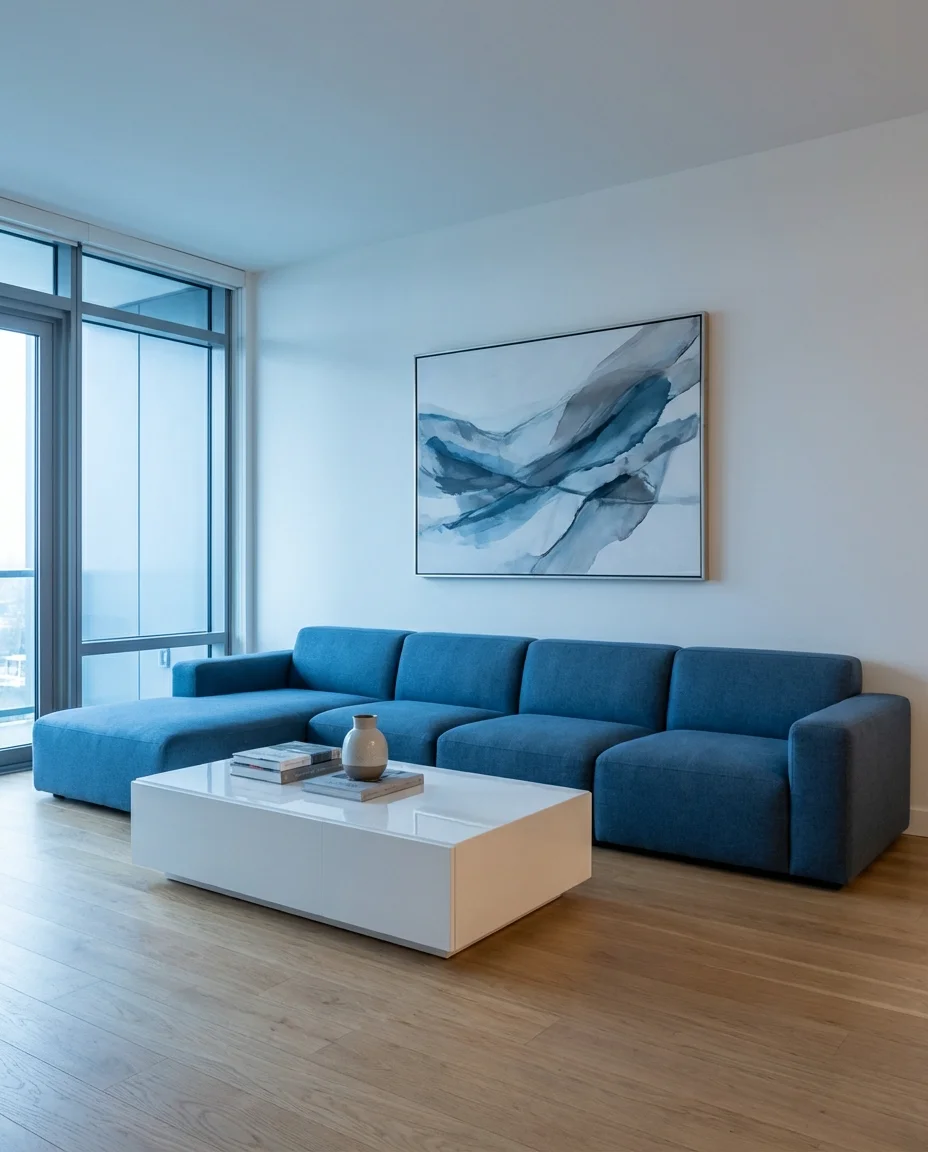 Modern Blue and White Living Room Ideas 1