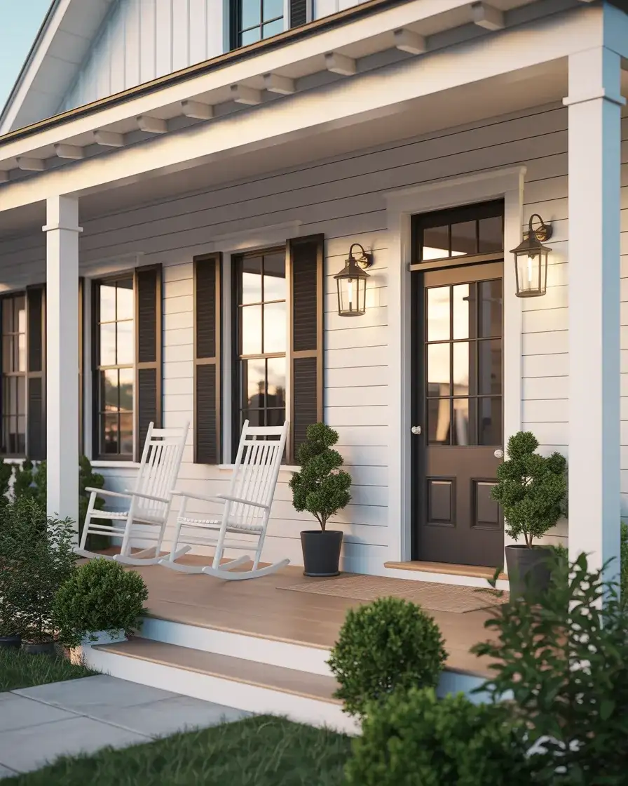 Modern Farmhouse Porch With Black Accents 1