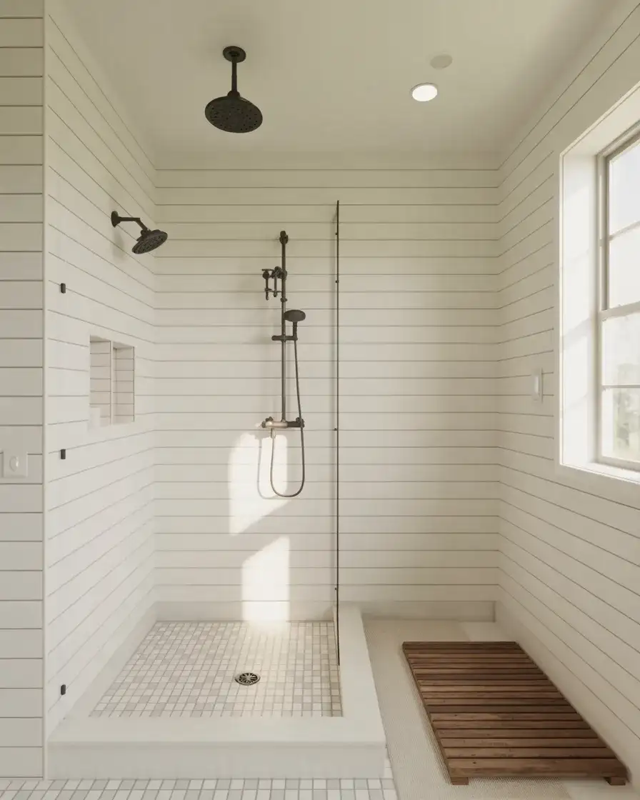 Modern Farmhouse Shower With Shiplap Accents 1