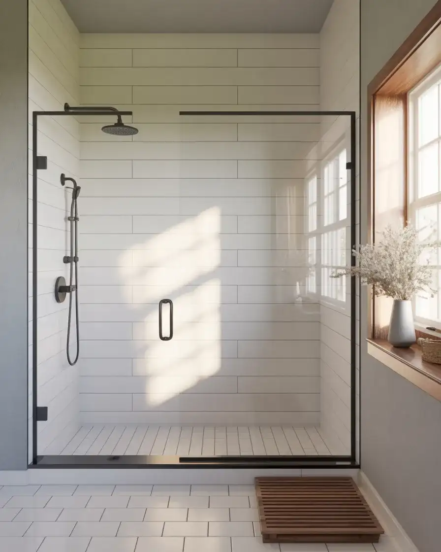 Modern Farmhouse Shower With Shiplap Accents 2