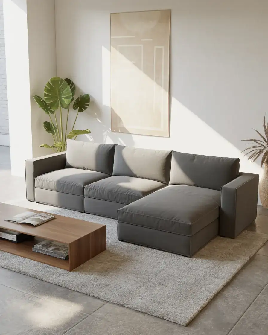 Modular Sofa with Reversible Chaise 1