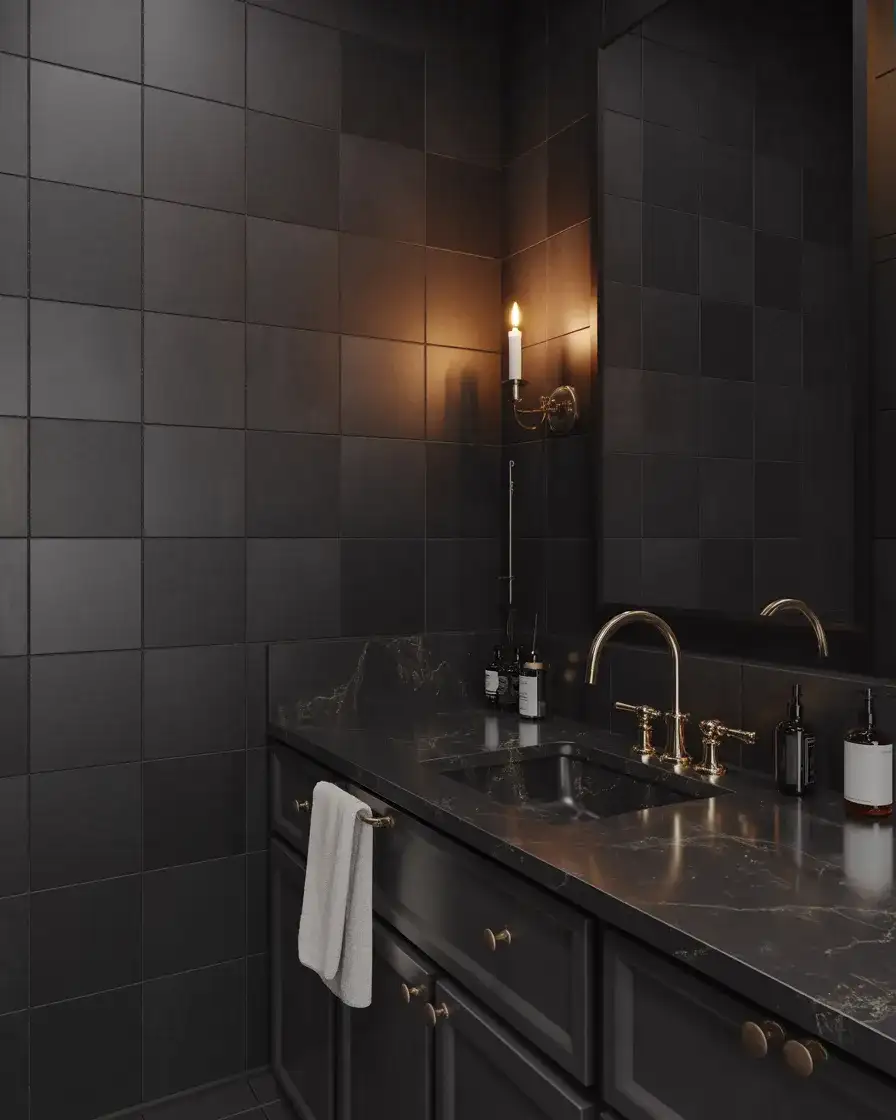 Moody All-Black Bathroom Statements 1