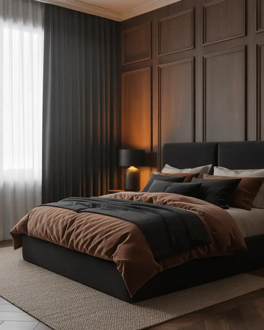 Moody Brown and Black Bedroom 1