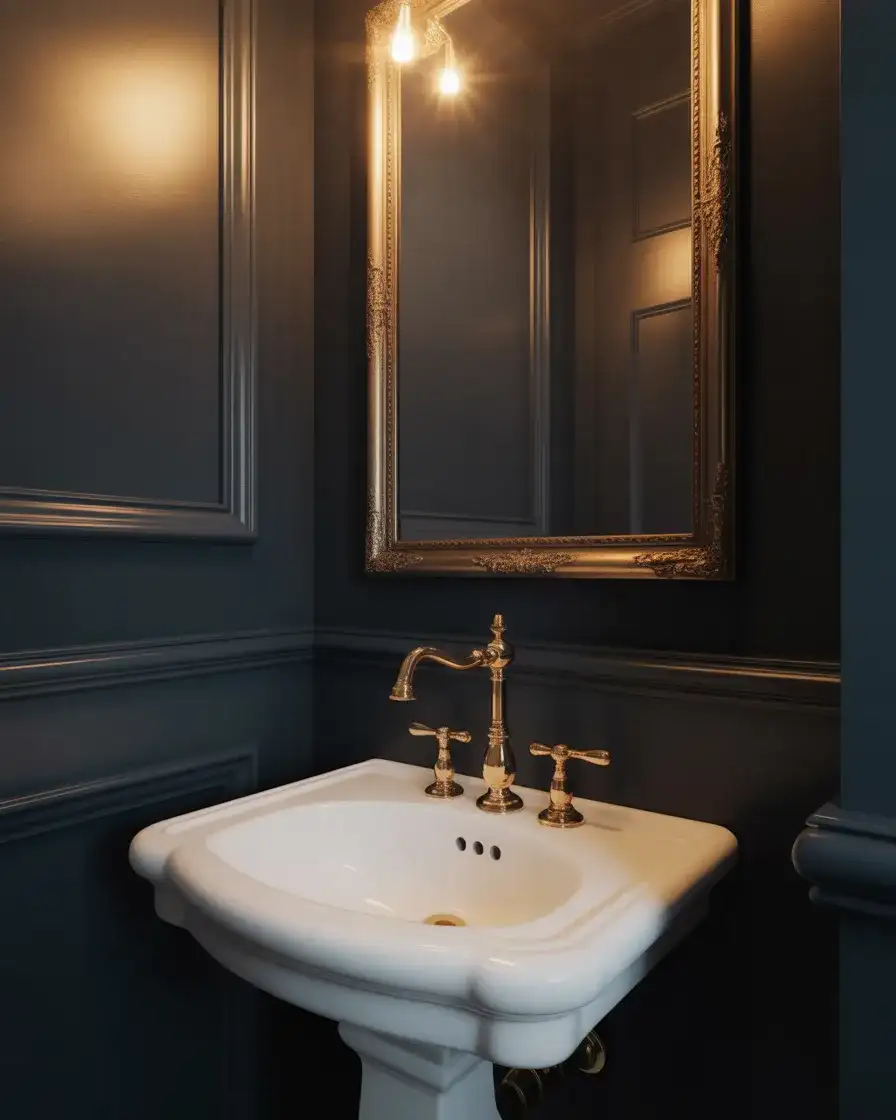 Moody Dark Walls with Warm Brass Accents 2