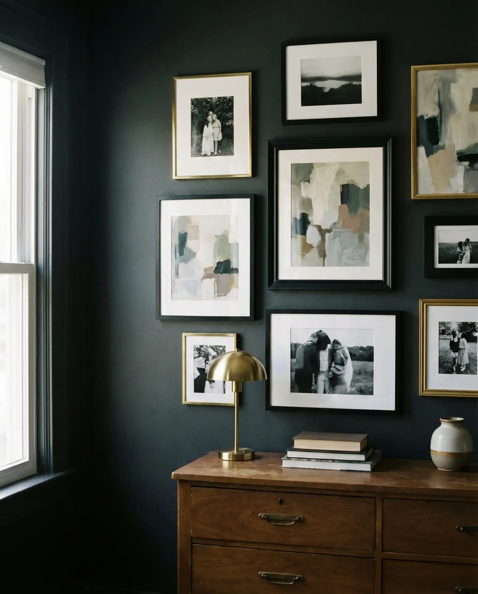 Moody Gallery Wall with Mixed Frames 2