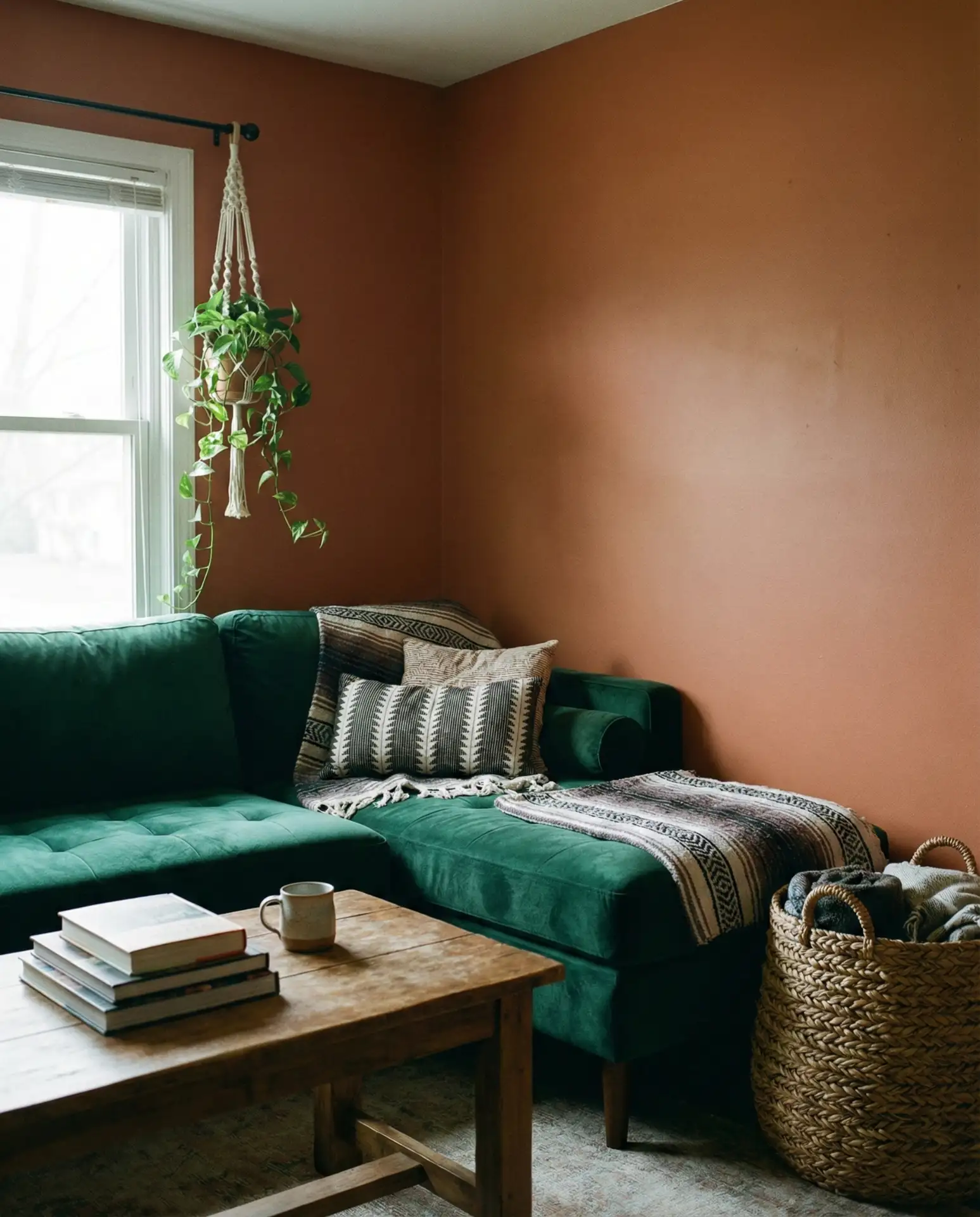 Moody Green Velvet Couch 1