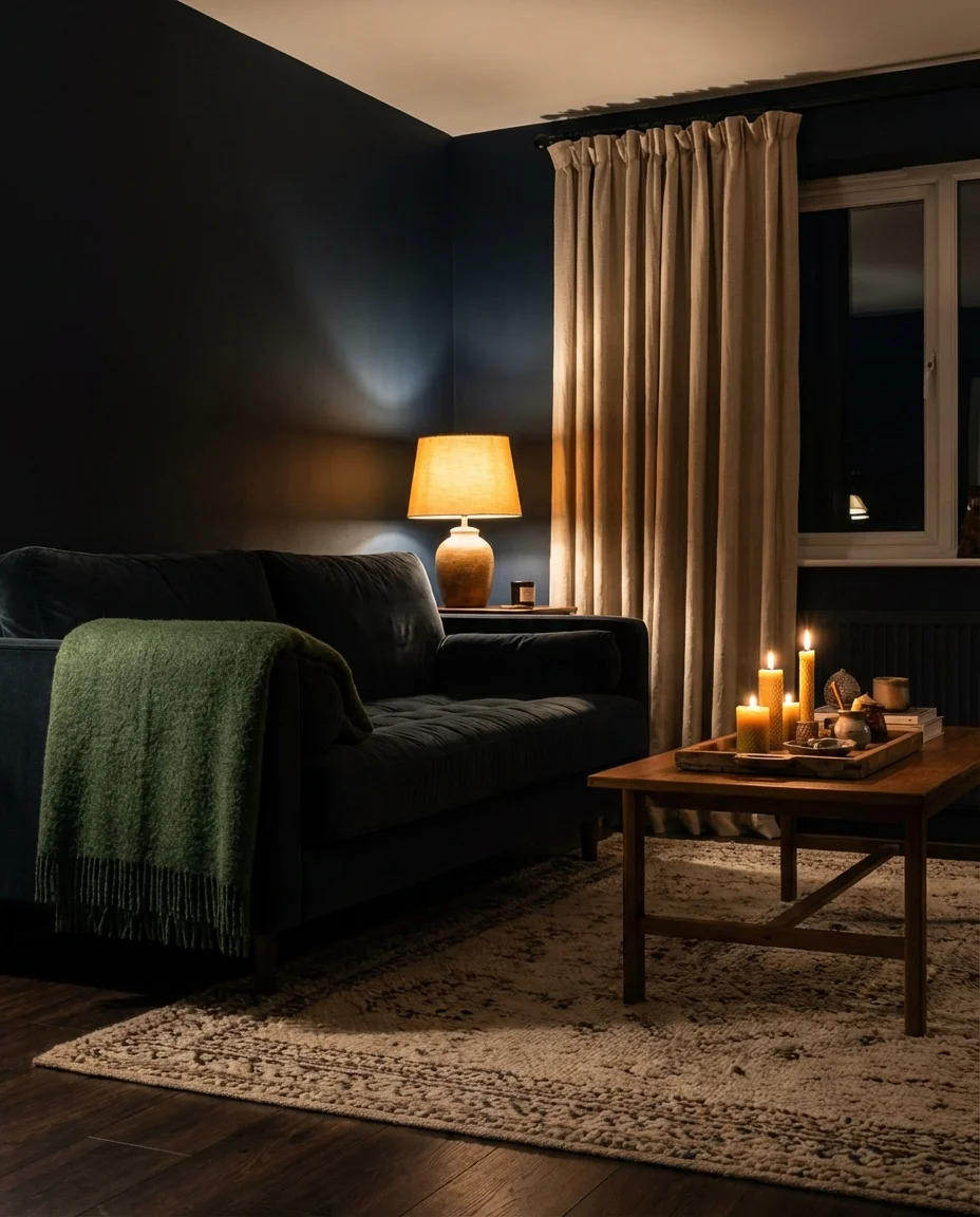 Moody Green and Blue Cozy Living Room 2