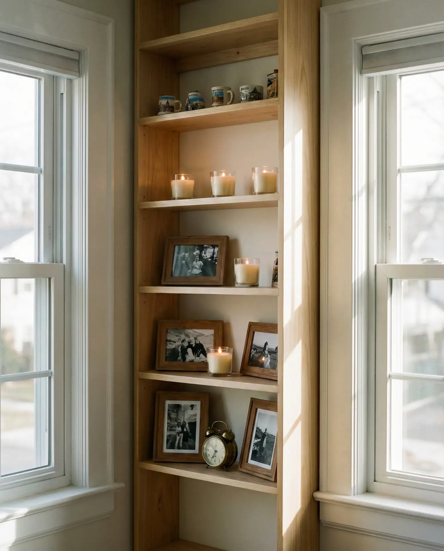 Narrow Shelves Between Windows 2