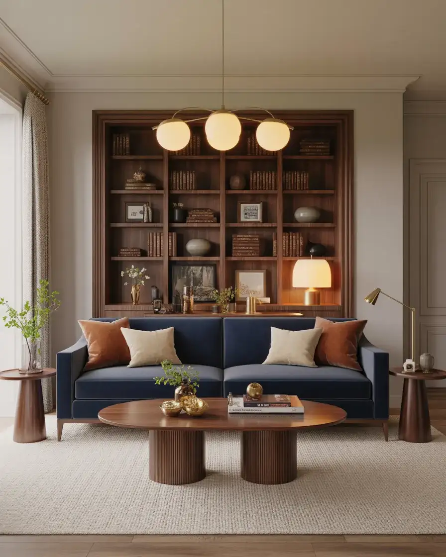 Navy Blue and Brown Rich Living Room 1