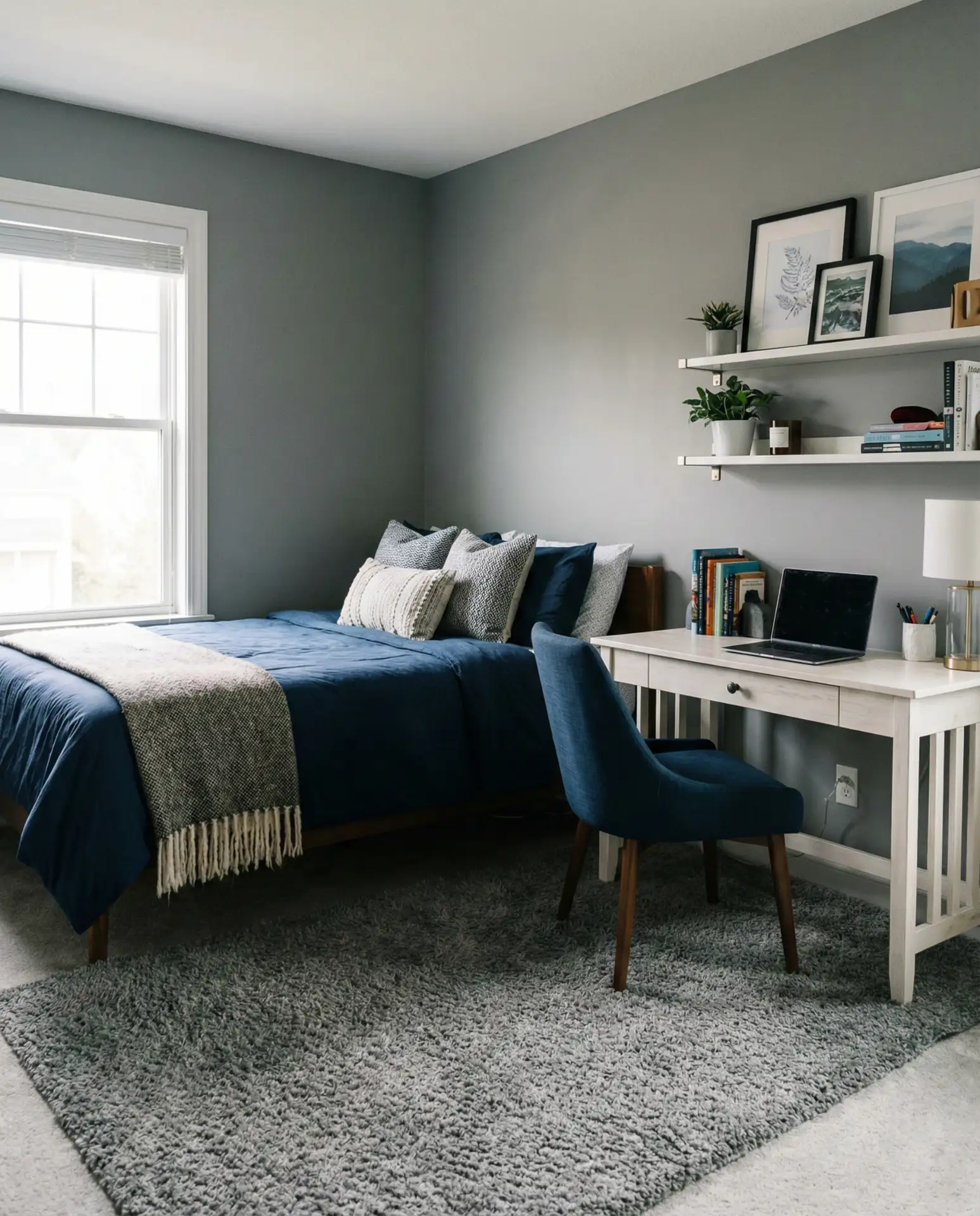 Navy Blue and Gray Bedroom for Teens 1