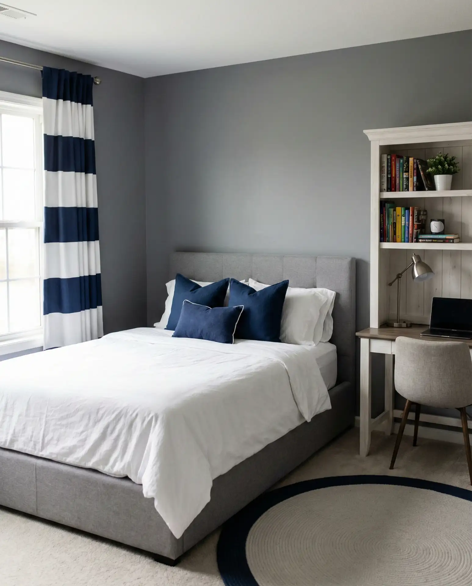 Navy Blue and Gray Bedroom for Teens 2