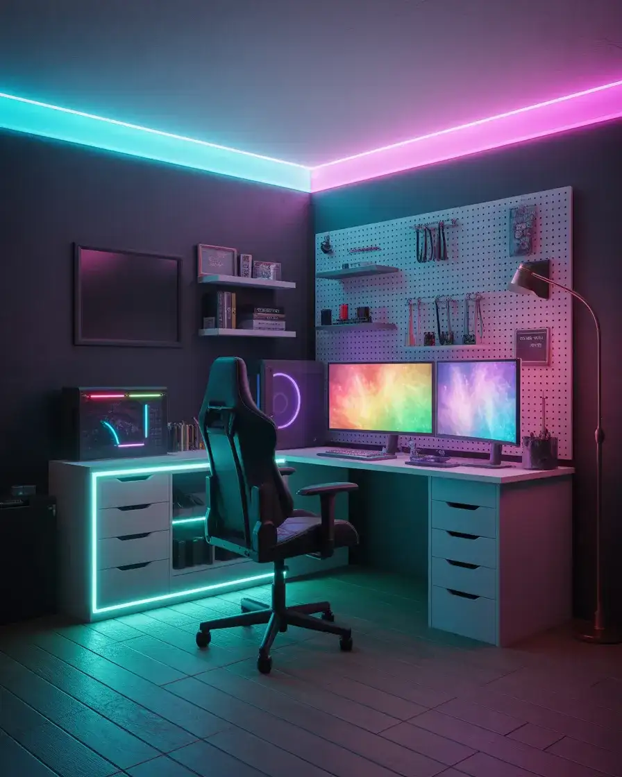 Neon-Lit Gaming Cave 1