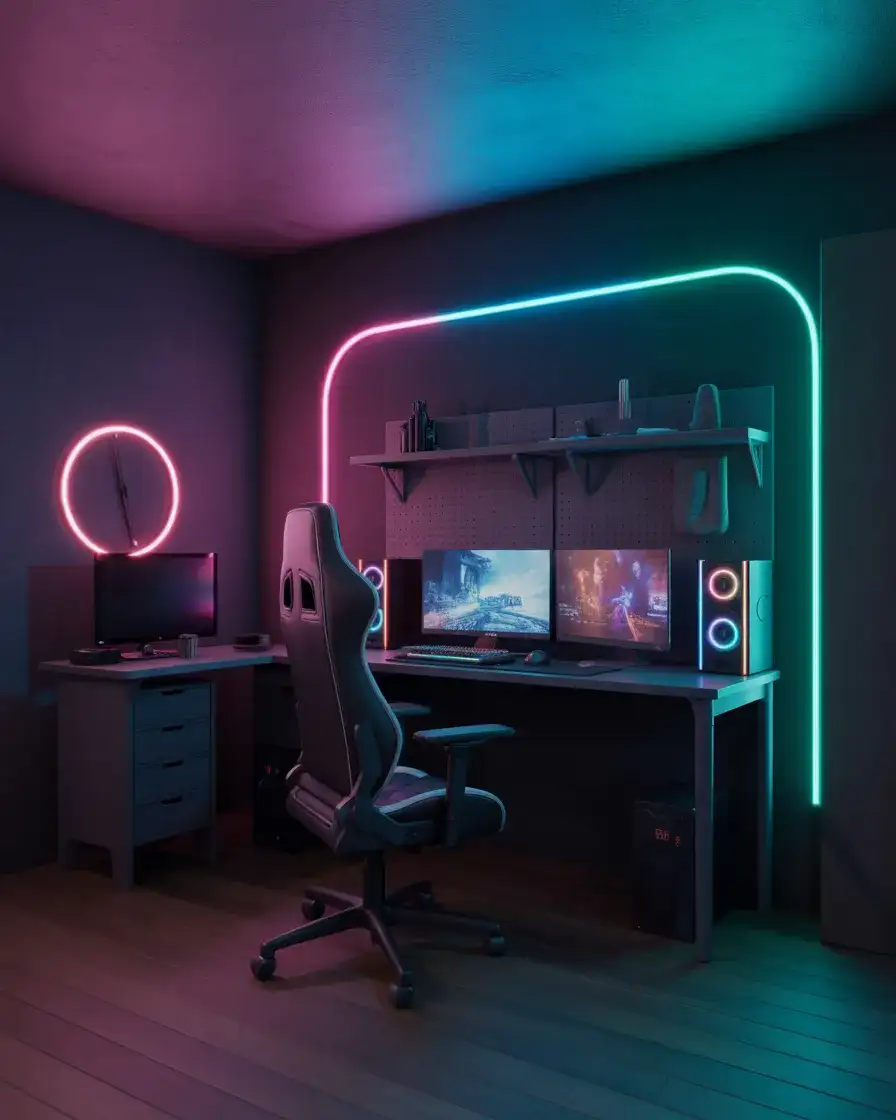 Neon-Lit Gaming Cave 2