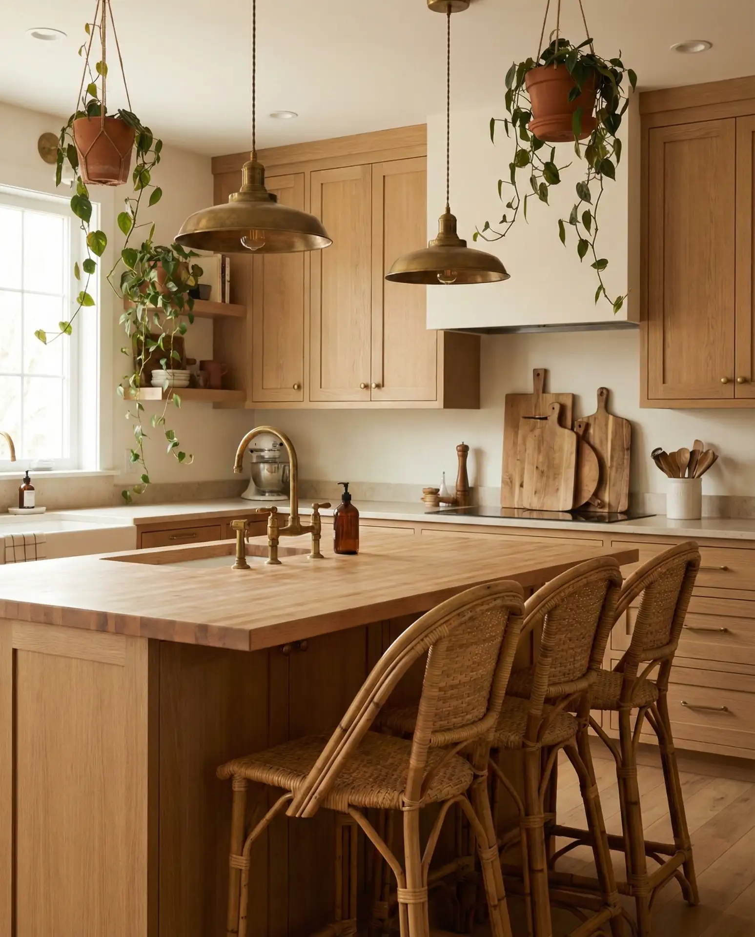Oak Cabinets with Butcher Block Countertops 1