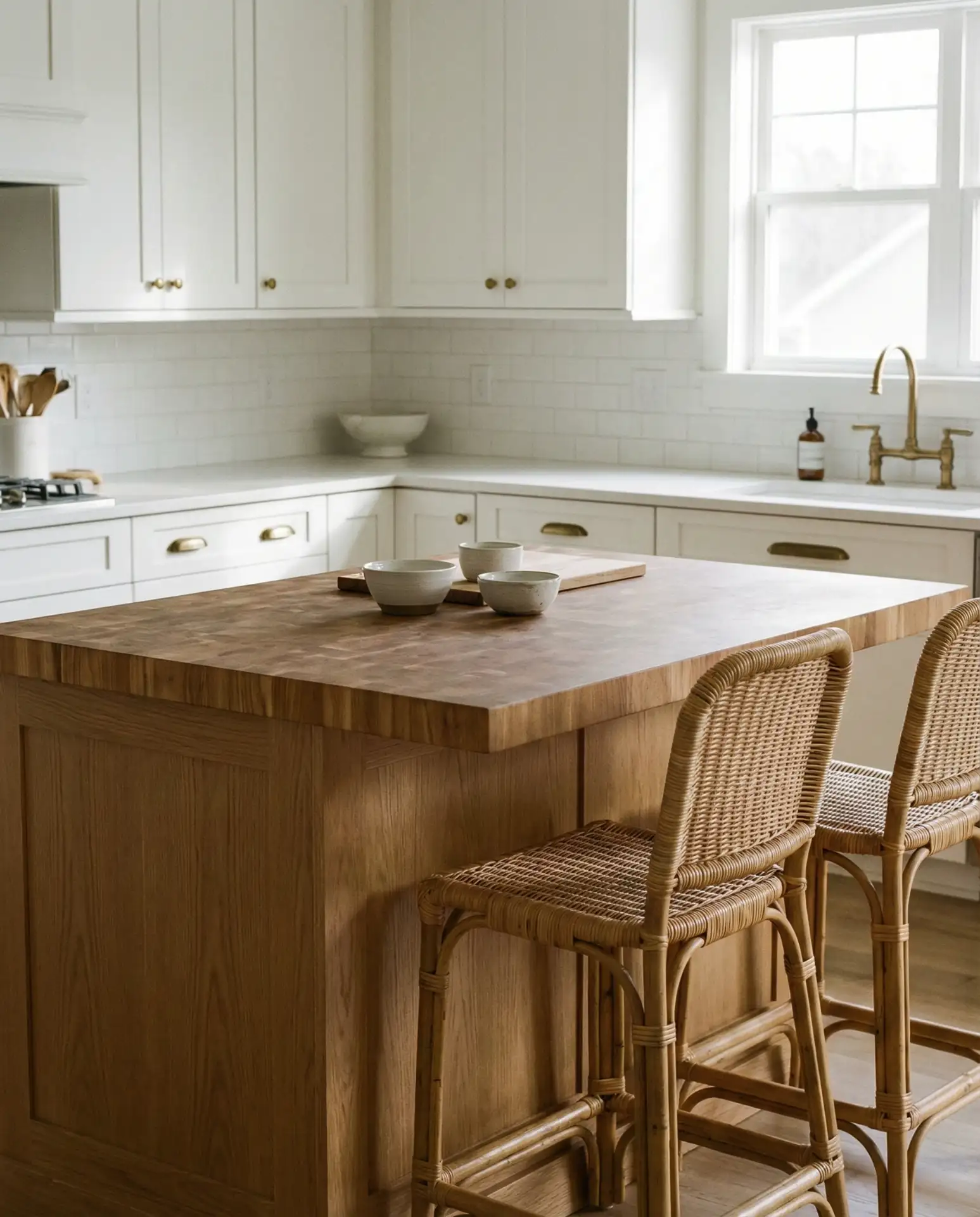 Oak Island with Painted Perimeter Cabinets 1