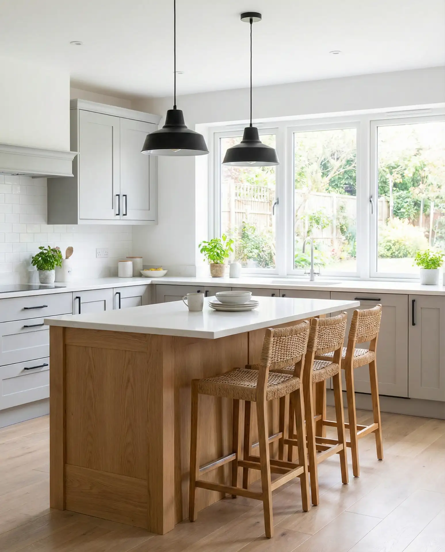 Oak Island with Painted Perimeter Cabinets 2