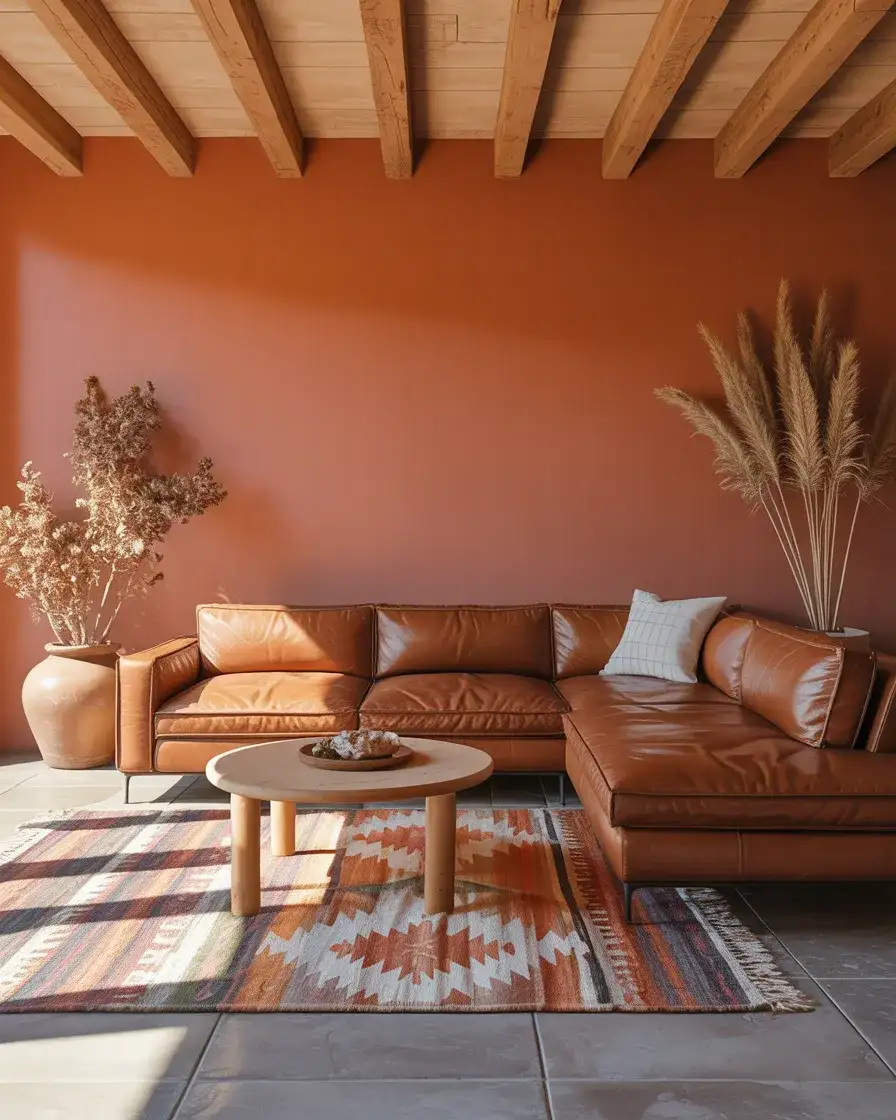 Orange and Brown Warm Southwestern Living Room 1