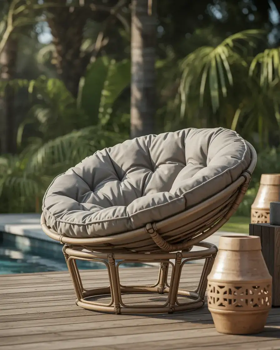 Outdoor Double Papasan for Patio Lounging 2