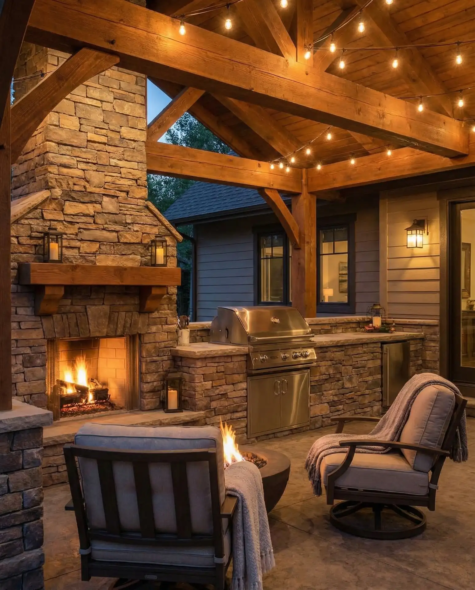 Outdoor Kitchen with Fireplace Feature 2