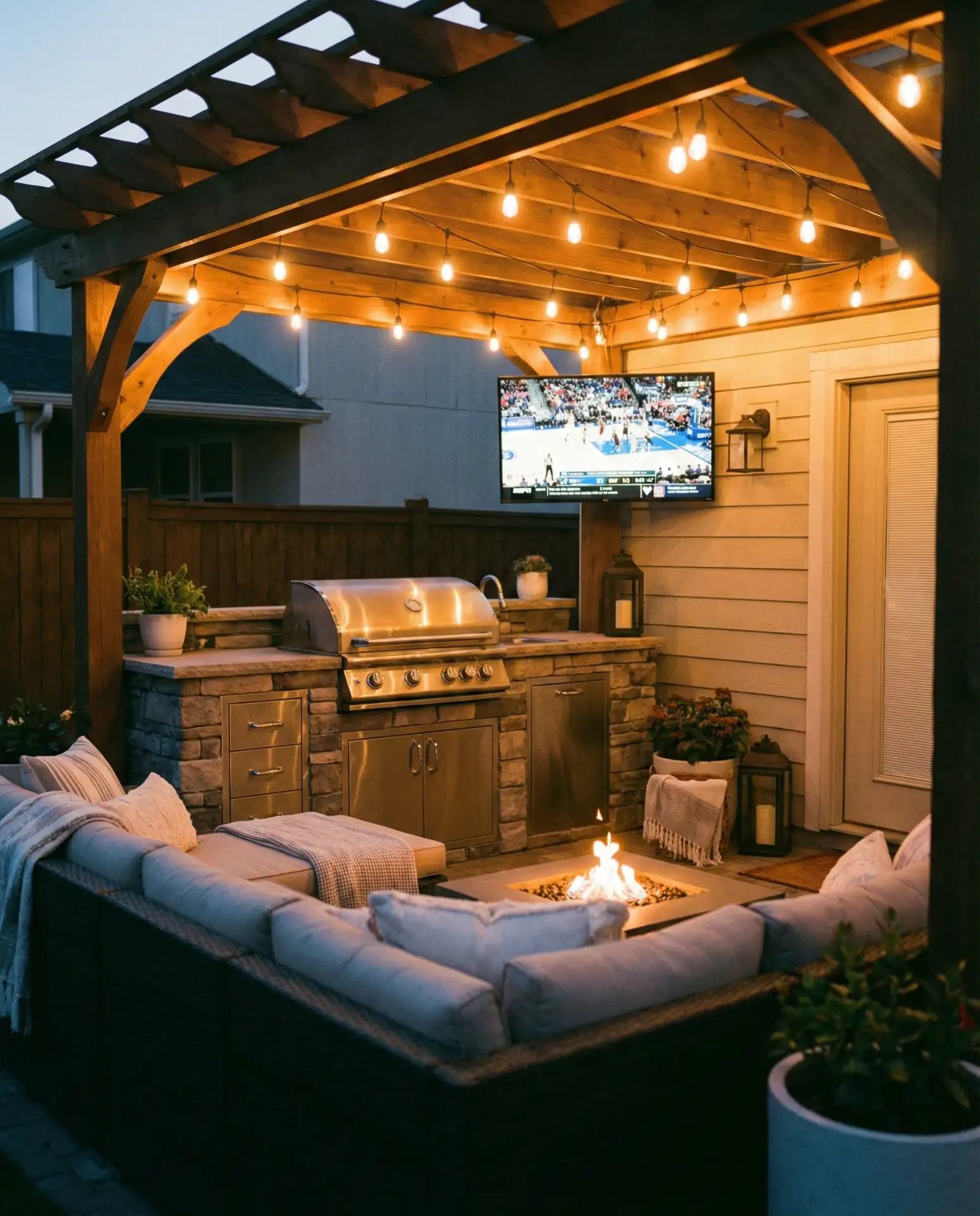 Outdoor Kitchen with TV Entertainment 2