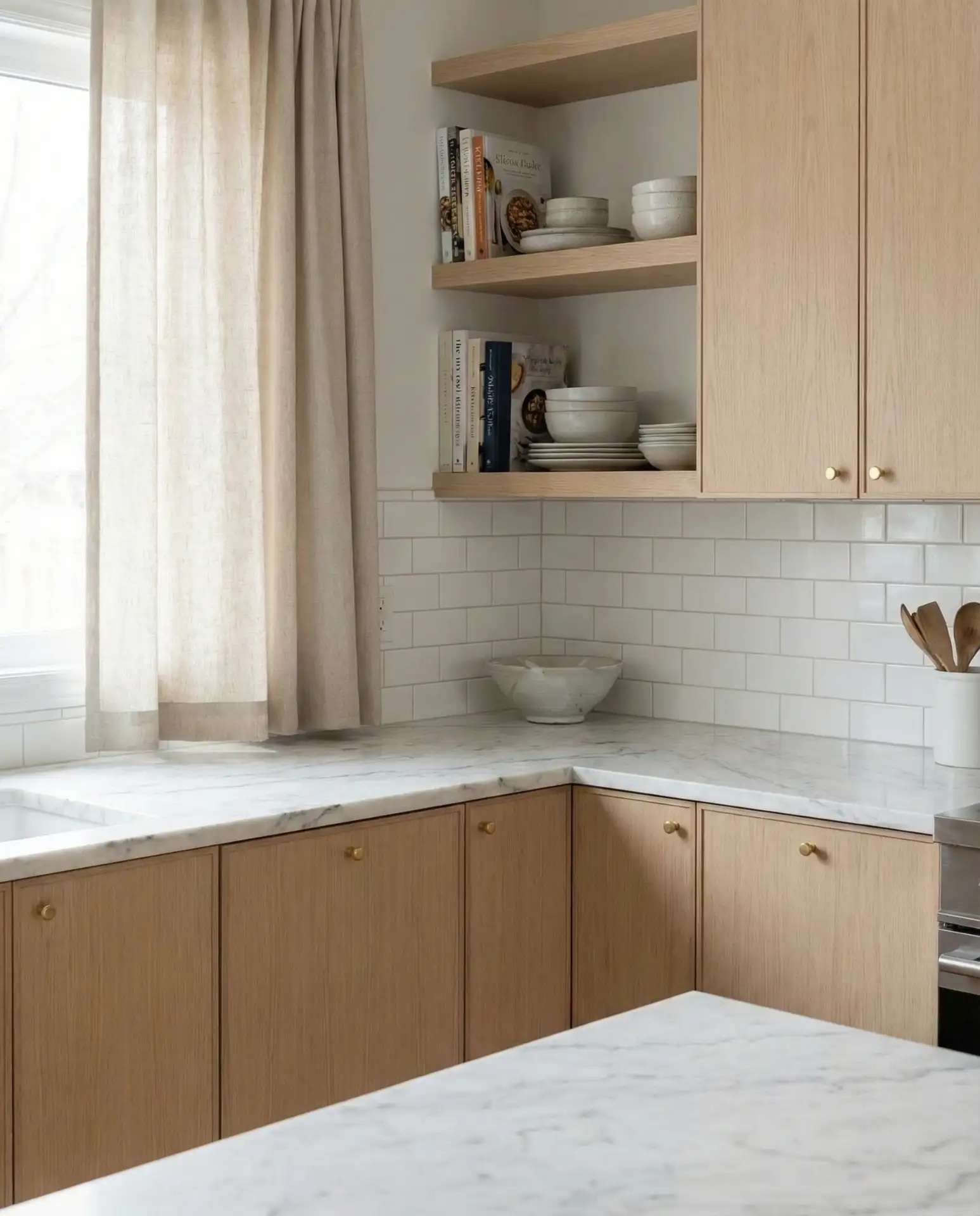 Pale Oak with Marble Countertops 1