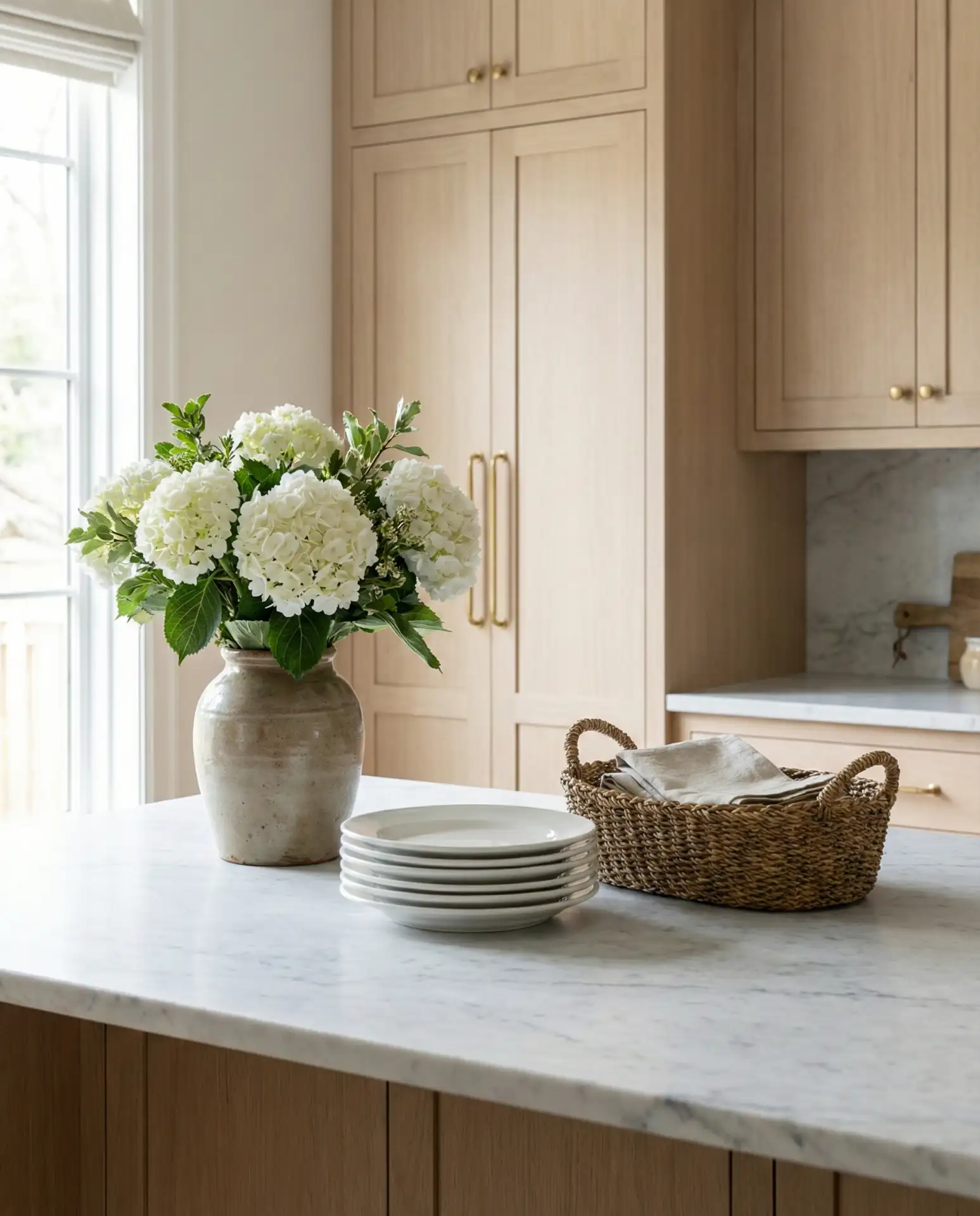 Pale Oak with Marble Countertops 2