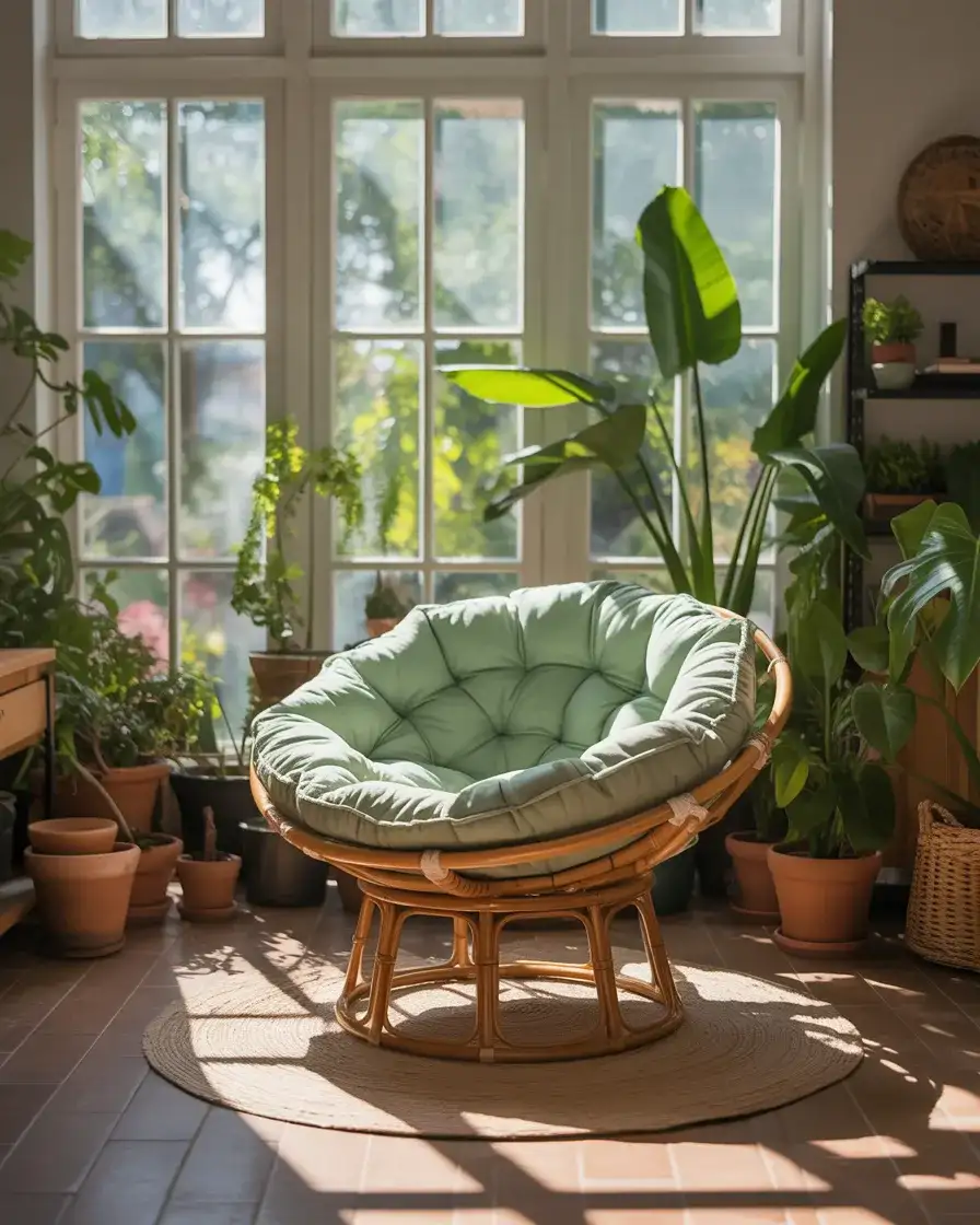 Papasan in a Sunroom Surrounded by Plants 2