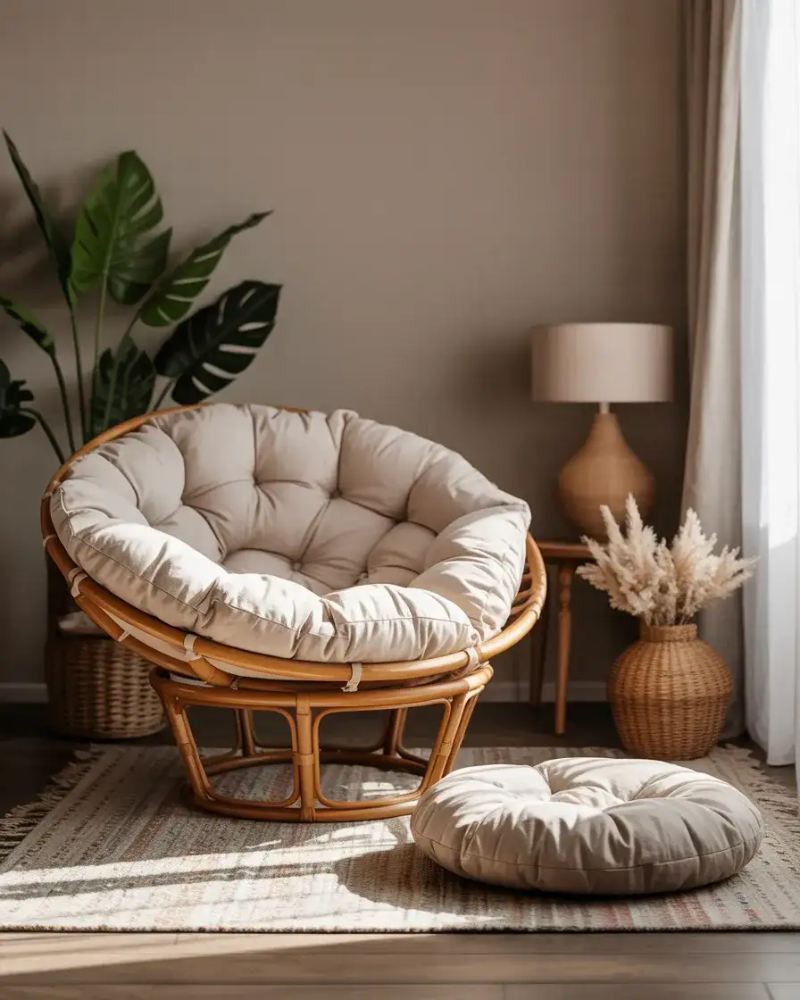 Papasan with Floor Cushions for Casual Gatherings 1