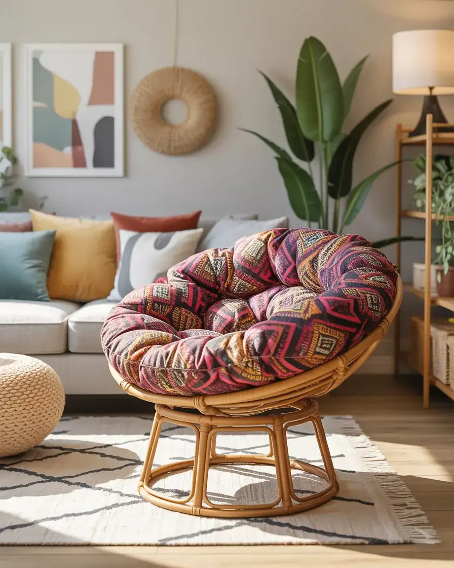 Papasan with Patterned Cushion for Eclectic Spaces 1